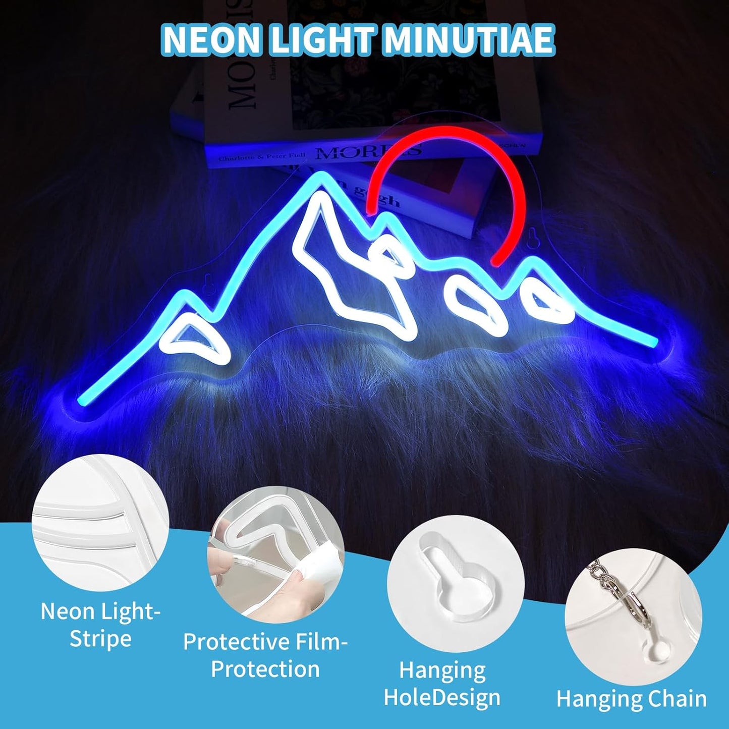 Mountain Sun Neon Sign Led Light up Signs for Wall Decor Usb Powered Neon Light Signs Indoor Light for Room Decor Holiday Gift