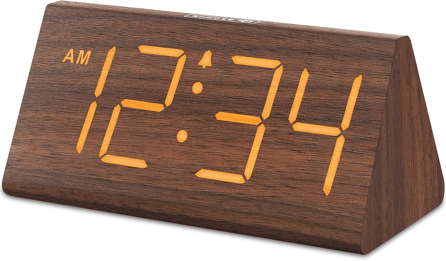 Wooden Digital Alarm Clocks for Bedrooms - Electric Desk Clock with Large Numbers, USB Port, Loud Alarm for Heavy Sleepers, Adjustable Volume, Dimmer, Snooze, DST, 12/24H, Wood Décor (Brown)