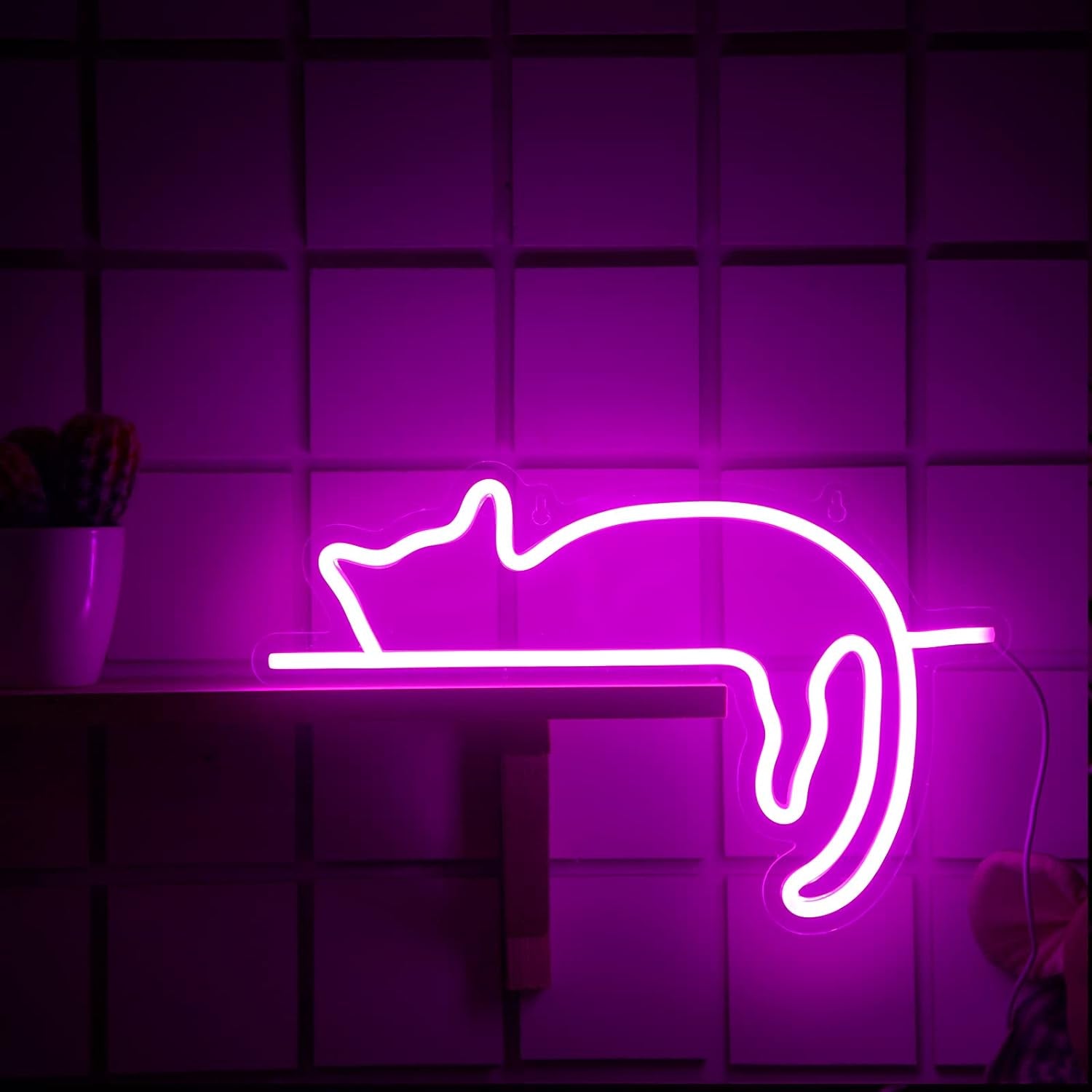 Cat Neon Signs Lights Decor Dog Neon Light Animal USB Operated Decorative LED Neon Light Sign for Room Wall Table for Home Party Wedding Birthday Kids or Girls Room(Lovely Cat)